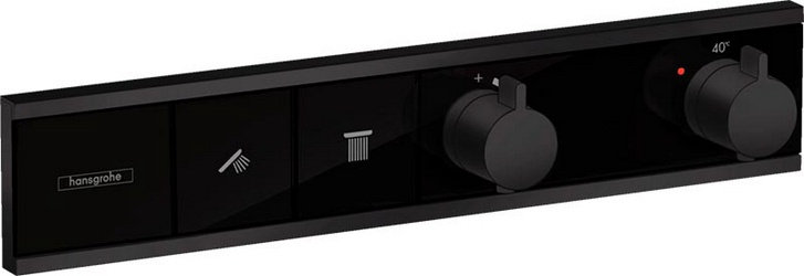 Термостат встраив. в стену для 2 потребит, скрытый монтаж, (наружняя часть, БЕЗ скрытой части арт.15310180, цв.матовый черный),  ZZ Hansgrohe RainSelect 15380670