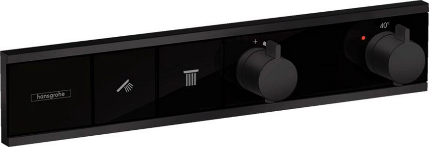 Термостат встраив. в стену для 2 потребит, скрытый монтаж, (наружняя часть, БЕЗ скрытой части арт.15310180, цв.матовый черный),  ZZ Hansgrohe RainSelect 15380670