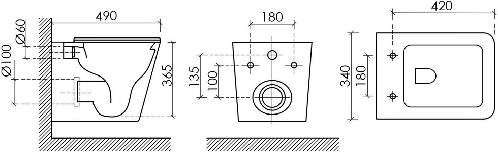 Унитаз подвесной, безободковый, смыв торнадо, крышка микролифт в комплекте Ceramica Nova Union CN4009T
