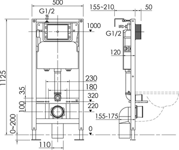 Инсталляция  для подвесного унитаза, без клавиши смыва Ceramica Nova Balance CN121001