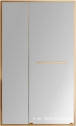 Дверь в нишу 1200хh1950мм, раздвижная внутрь с неподв. сегментом, вход справа/слева, (стекло прозр. 6мм, фурнит.цв.брашированное золото), Lux ZZ