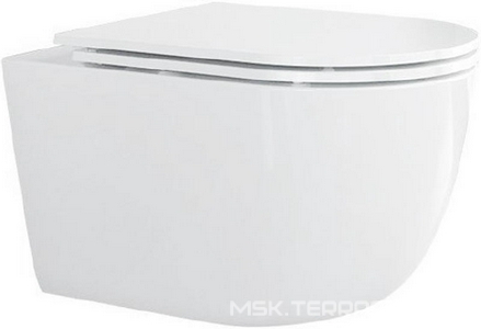 Унитаз подвесной, безободковый, смыв Tornado, 530x365мм, сиденье с микролифтом, крепеж в компл.,  ZZ Cezares Relax-Tor CZR-3806-53-TH-TOR/SC