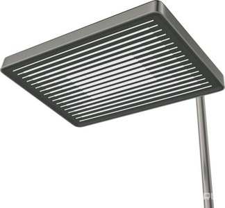 Смеситель для ванны, со стационарным верхнем душем 32,8х23см., душевая лейка, шланг в компл., (цв.оружейная сталь),  ZZ Cezares Liner LINER-CVD-GM