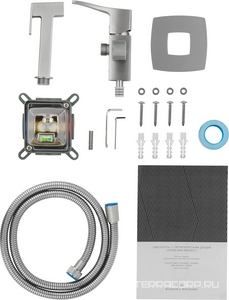 Смеситель совмещённый с гигиеническим душем: готовый комплект: лейка, шланг, скрытая часть, (цв.браш.никель),  ZZ Wonzon & Woghand FLEX WW-88829072-BN