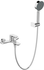 Смеситель для ванны, лейка, шланг, кронштейн в компл., (цв.хром),   ZZ BelBagno Ancona ANCONA-VAS/DFS-CRM