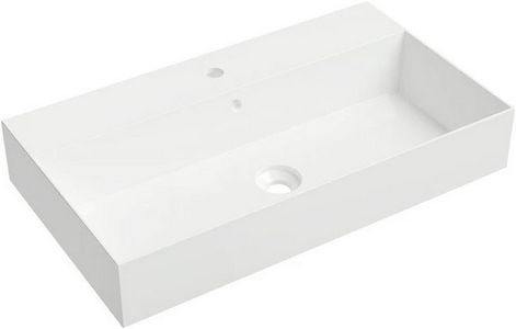 Раковина подвесная/накладная на столешницу 81x46х13,5, с 1 отв.д/смесит., с переливом, (цв.белый глянец) ZZ Alice Spy 34330101