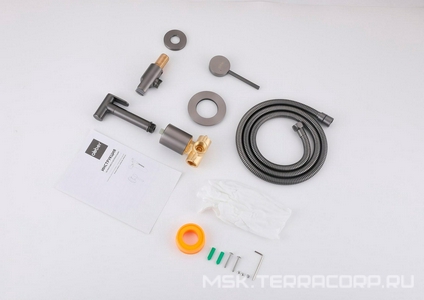 Смеситель совмещённый с гигиеническим душем, готовый комплект: лейка, шланг, скрытая часть, (цв.никель),  ZZ Abber Emotion AF8825NG