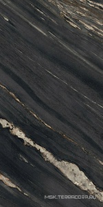 Керамогранит для пола и стены Ariostea Ultra Marmi Tropical Black Luc Shiny 6 mm 75x150 UM6L157674
