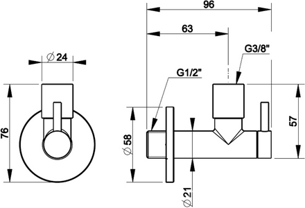 Кран-фильтр округлый, для подвода воды к смесителю на раковину/биде, на 1/2 / 3/8, (цв. хром), Gessi ZZ Gessi Универсал 01411 031