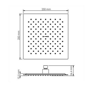 Верхняя лейка для душа квадратная, цвет черный ZZ Wasserkraft Универсал A199