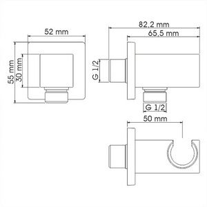 Подключение для душевого шланга с держателем., цв. матовое золото, ZZ Wasserkraft Aisch A184