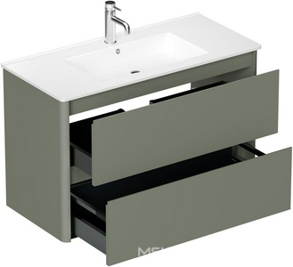 Тумба под раковину, с двумя выкатными ящиками, 990х460хh635мм, без раковины, (цв.олива матовый),  ZZ Allen Brau Gravity 1.370010.CGM