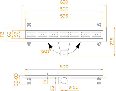 Душевой лоток Drain Leo-30Gb 40 см, цвет золото ZZ RGW Универсал 60213040-06