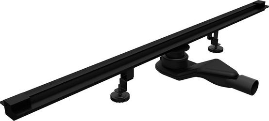 Трап для душа  600мм, обрезной, готов к-т, сифон d50мм, затвор сухой/гидро, (цв.черный), RGW SDR-50B ZZ