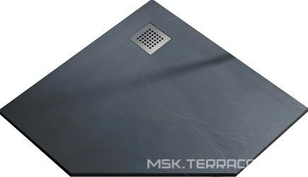 Поддон для душа, трапеция, 90х90х2,5см, без сифона, (иск.камень цв.Графит \ Серый), Stone Tray ZZ