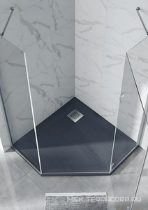 Поддон для душа, трапеция, 90х90х2,5см, без сифона, (иск.камень цв.Графит \ Серый), Stone Tray ZZ RGW Универсал 14155099-02-11