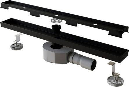 Трап для душа 1200 мм под плитку, выпуск гориз.50мм, цв.черный, RGW ZZ RGW Walk In 21210812-014