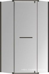 Душевой уголок, трапеция, 90х90х1950, распашная дверь, Правая/Левая, (фурн.цв.черный мат., стекло прозр. 6мм, Easy Clean), Passage ZZ