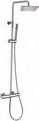 Смеситель-термостат для душа, со стационарным верхним металл душем 230х230мм., душевая лейка, шланг в компл., (цв.хром), Cosmo ZZ