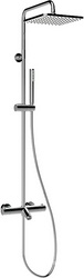 Смеситель-термостат для ванны, со стационарным верхним душем 230х230мм., душевая лейка, шланг в компл., (цв.хром), Cosmo ZZ