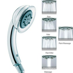 Лейка для душа, ручная, 5 видов струи, (цв.хром), AMBRA Bossini
