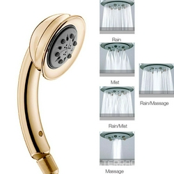 Лейка для душа, ручная, 5 видов струи, (цв.хром/золото), AMBRA Bossini ZZ