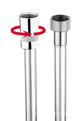 Шланг для душа, пластиковый с гладкой поверхностью под металл, с защитой от перекручивания, 1500мм, G1/2, (цв. хром), CROMOLUX Bossini ZZ