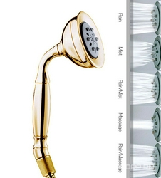 Лейка для душа, ручная, 5 видов струи, (цв.золото), ROMAN Bossini ZZ