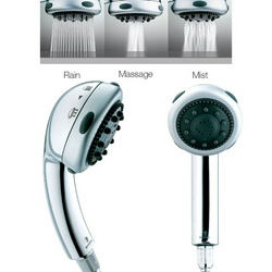 Лейка для душа, ручная, 3 вида струи, (цв.хром/сатин), FRESH Bossini