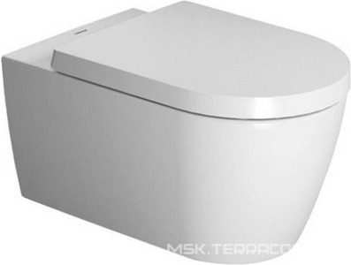 Унитаз подвесной 570х370мм, безободковый Rimless, сиденье с микролифтом, крепёж в компл.,  ZZ Duravit ME by Starck 45290900A1 (252909+002009)