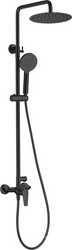 Смеситель для душа, со стационарным верхним душем d200мм., душевая лейка, шланг в компл., (цв.черный матовый),  ZZ Allen Brau Eclipse 5.E1006-31
