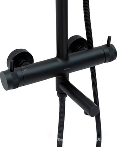 Смеситель для ванны/душа, со стационарным верхним душем d300мм., поворотный излив, душевая лейка, шланг в компл., (цв.черный матовый),  3.0 ZZ Allen Brau Priority 5.31A10-31