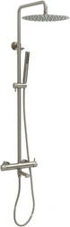 Смеситель для ванны/душа, со стационарным верхним душем d300мм., поворотный излив, душевая лейка, шланг в компл., (цв.браш.никель),  3.0 Allen Brau Priority 5.31A10-BN