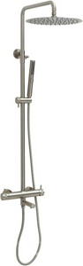 Смеситель для ванны/душа, со стационарным верхним душем d300мм., поворотный излив, душевая лейка, шланг в компл., (цв.браш.никель),  3.0 Allen Brau Priority 5.31A10-BN