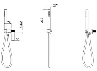Душевой гарнитур: лейка, шланг 1500мм, кронштейн совмещенный со шланговым подсоединением, (цв.графит браш),  Allen Brau Priority 5.31019-MG