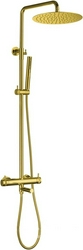 Смеситель для ванны/душа, со стационарным верхним душем d300мм., поворотный излив, душевая лейка, шланг в компл., (цв.золото браш.),  3.0 ZZ Allen Brau Priority 5.31A10-GB