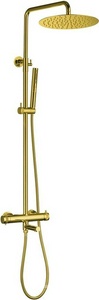 Смеситель для ванны/душа, со стационарным верхним душем d300мм., поворотный излив, душевая лейка, шланг в компл., (цв.золото браш.),  ZZ Allen Brau Priority 5.31T10-GB