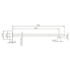 Кронштейн для верхнего душа, стеновой, 345(400)мм, квадратный, с подводом воды 1/2, (цв.хром), Paini ZZ Paini Универсал 50CR745T540BI