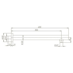 Кронштейн для верхнего душа, стеновой, 350(400)мм, круглый, с подводом воды 1/2, (цв.хром), Paini ZZ Paini Универсал 50CR745T440BI
