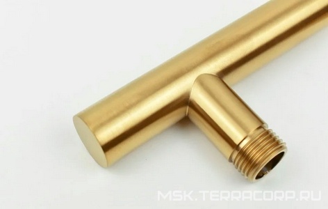 Кронштейн для верхнего душа, стеновой, 300(350)мм, круглый, с подводом воды 1/2, (цв.брашированное золото PVD), Paini ZZ Paini Универсал 50PJ745TT35