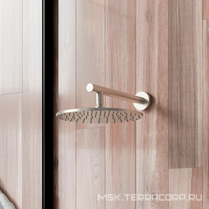 Кронштейн для верхнего душа, стеновой, 300(350)мм, круглый, с подводом воды 1/2, (цв.брашированный никель PVD), Paini ZZ Paini Универсал 50PW745TT35