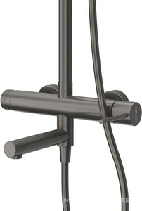 Смеситель для ванны, со стационарным верхнем душем d23см., душевая лейка, шланг в компл., (цв.оружейная сталь), Relax ZZ Cezares relax RELAX-CVD-GM