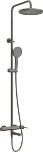 Смеситель для ванны, со стационарным верхнем душем d23см., душевая лейка, шланг в компл., (цв.оружейная сталь), Relax ZZ Cezares relax RELAX-CVD-GM