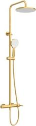 Смеситель для душа, со стационарным верхним душем d23см., шланг, лейка, кронштейн в компл., (цв.брашированное золото), Relax ZZ Cezares relax RELAX-CD-BORO