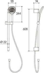 Душевой гарнитур: штанга, лейка, шланг, (цв.шлифованное золото),  ZZ Aqueduto Chuva CHU0650