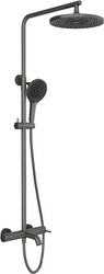 Смеситель для ванны/душа, со стационарным верхним душем пластик d250мм, ручн.душевая лейка, шланг в компл., (цв.оружейная сталь),  ZZ Aqueduto Chuva CHU0245