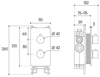 Смеситель термостат для душа встраиваемый в стену, на 3 потребителя, (цв.оружейная сталь),  ZZ Aqueduto Aceno ACE0345
