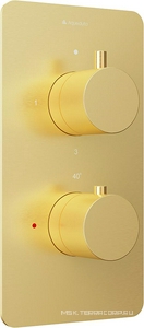 Смеситель термостат для душа встраиваемый в стену, на 3 потребителя, (цв.шлифованное золото),  ZZ Aqueduto Aceno ACE0350