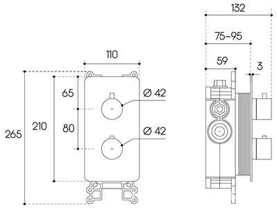 Смеситель термостат для душа встраиваемый в стену, на 3 потребителя, (цв.шлифованное золото),  ZZ Aqueduto Aceno ACE0350