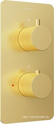 Смеситель термостат для душа встраиваемый в стену, на 2 потребителя, (цв.шлифованное золото),  ZZ Aqueduto Aceno ACE0250